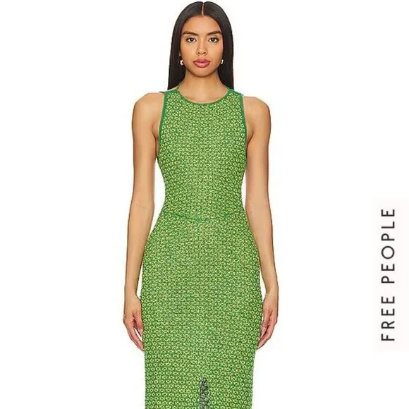 Free People Mindy Backless Dress in Lime (New with tags) - Picture 3 of 5